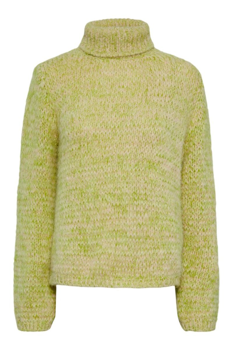 Pieces - Strik - PC Nona LS Turtle Neck Knit BC - Double Cream/Multi Melange/Cros/Dark Citron