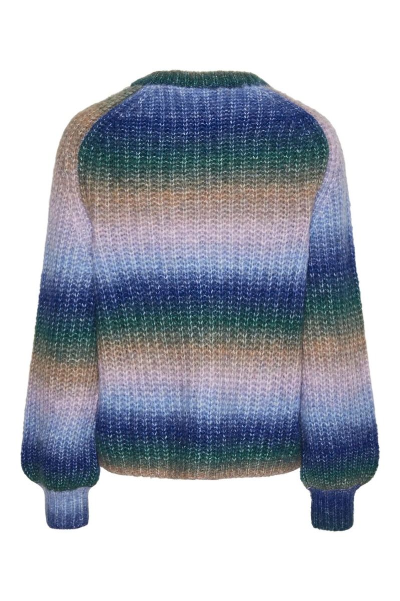 Pieces - Strik - Pcsillo Ls O-Neck Rainbow Knit - Silver Mink