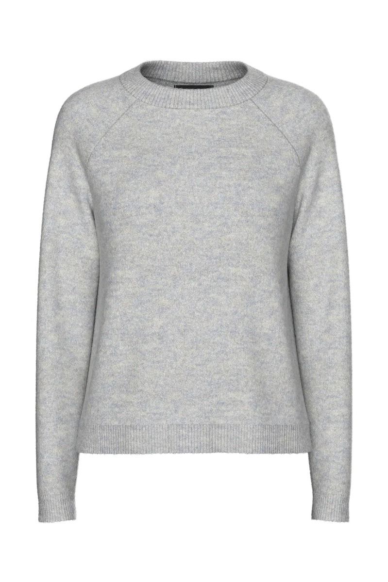 Pieces - Strik - Pc Juliana Ls O-Neck Knit- Light Grey Melange
