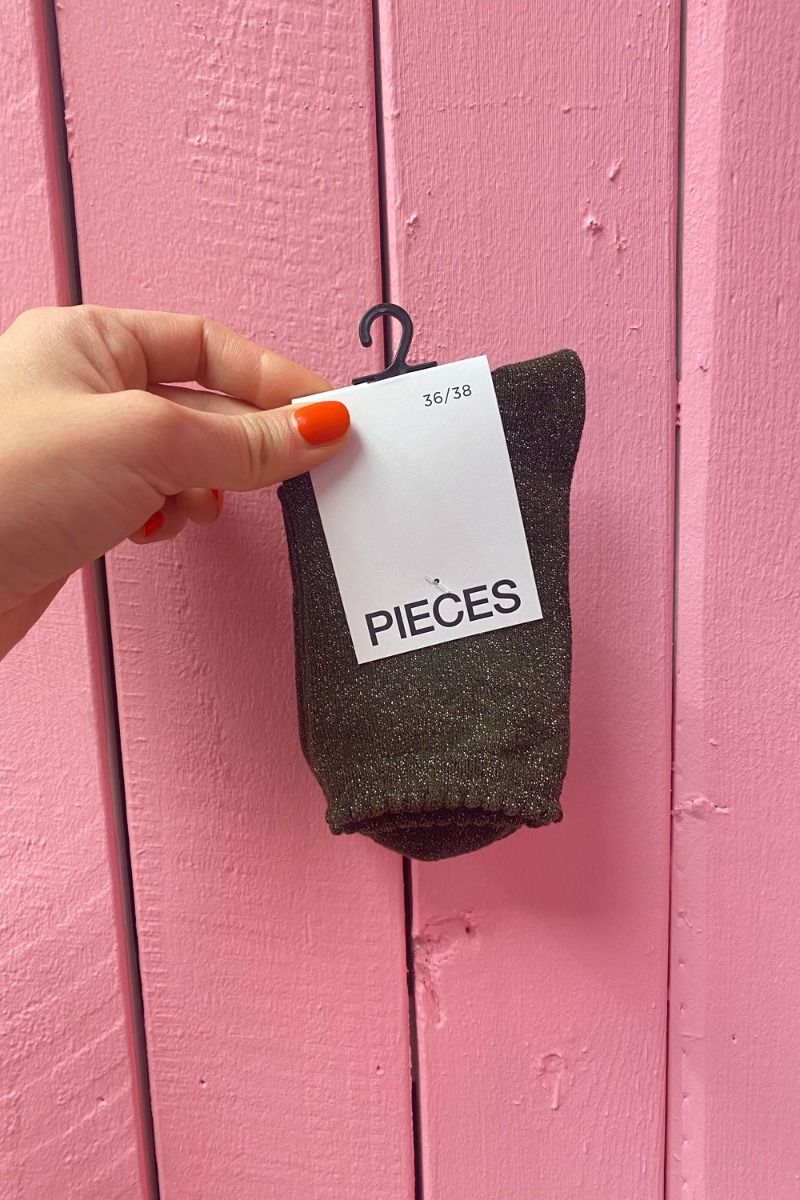 Pieces - Strømper - PC Sebby Glitter Long 1 Pack Socks - Grape Leaf