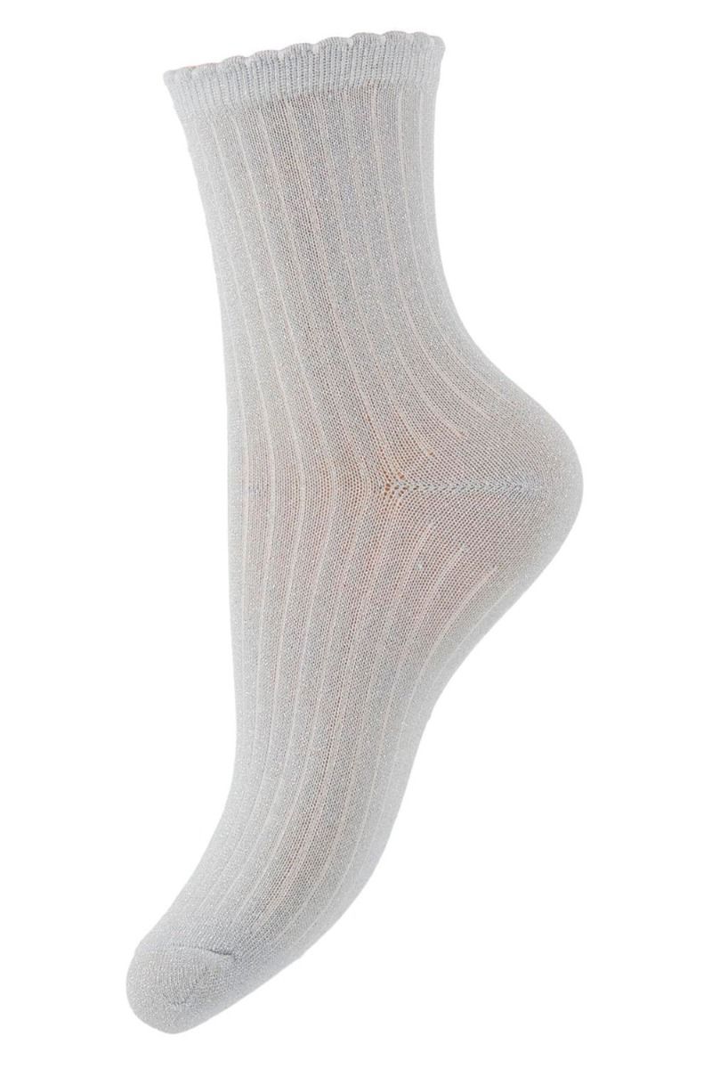 Pieces - Strømper - Sebby Glitter Rib Socks - Kentucky Blue