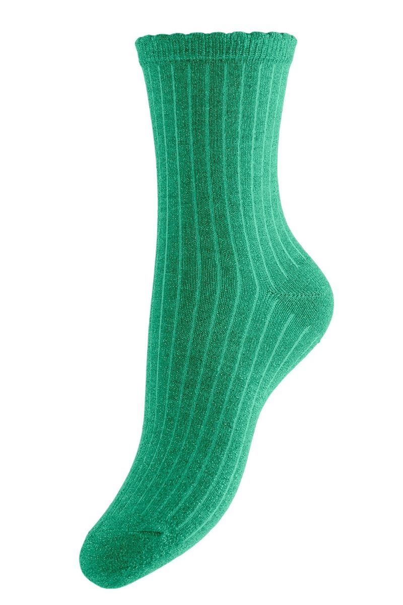 Pieces - Strømper - PC Sebby Glitter Rib Socks - Simply Green