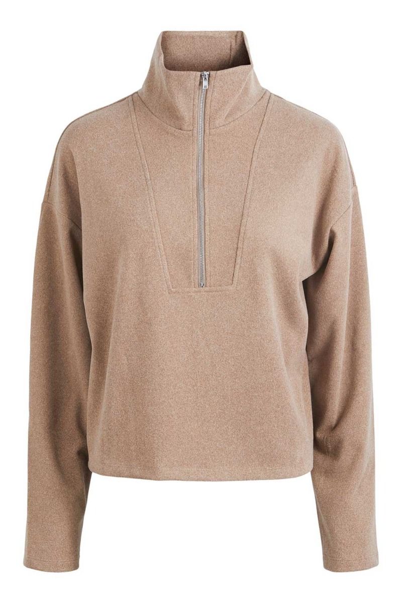 Pieces - Sweat - PC Flex LS Fleece Top - Fossil Melange