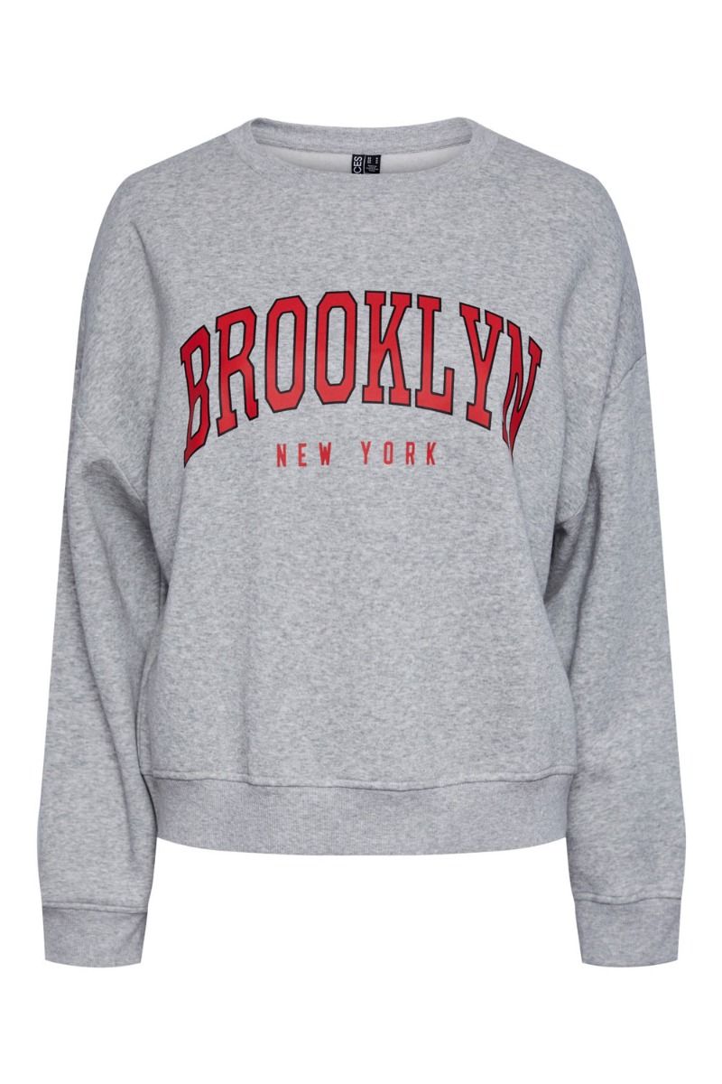 Pieces - Sweatshirt - PC Amy LS Loose Sweat - Light Grey Melange