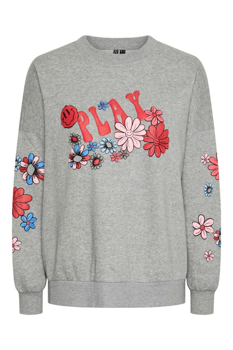 Pieces - Sweatshirt - Pc Ninah Ls Sweatshirt - Light Grey Melange