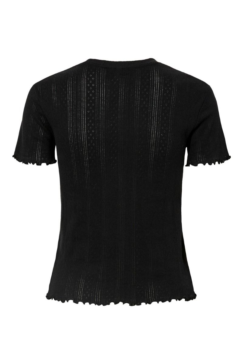 Pieces - T-shirt - PC Marie ss O-Neck Poin Top - Black
