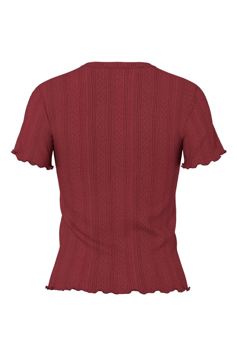 Pieces - T-shirt - PC Marie ss O-Neck Poin Top - Tawny Port