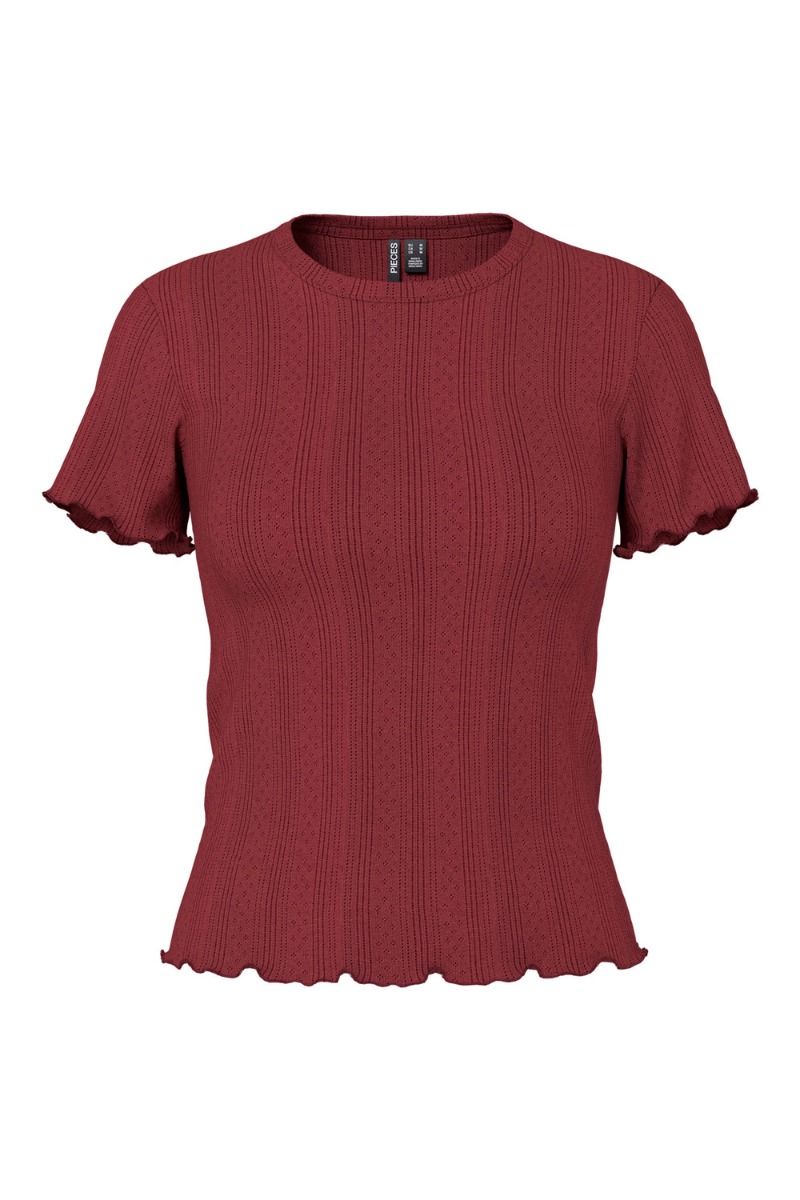 Pieces - T-shirt - PC Marie ss O-Neck Poin Top - Tawny Port