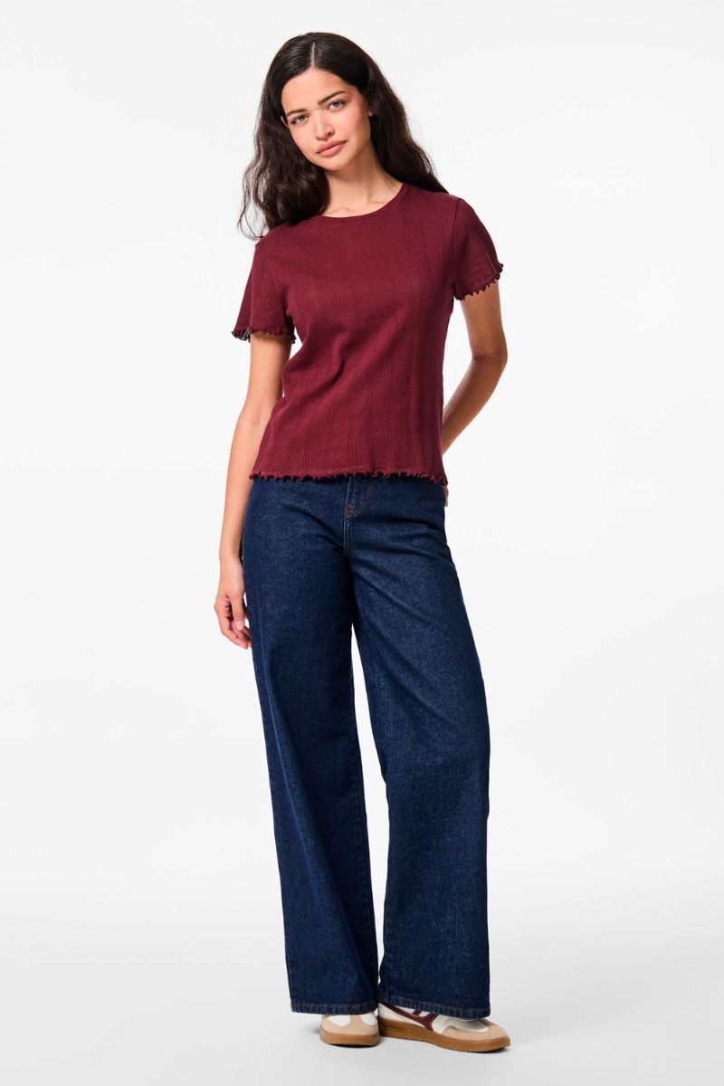 Pieces - T-shirt - PC Marie ss O-Neck Poin Top - Tawny Port