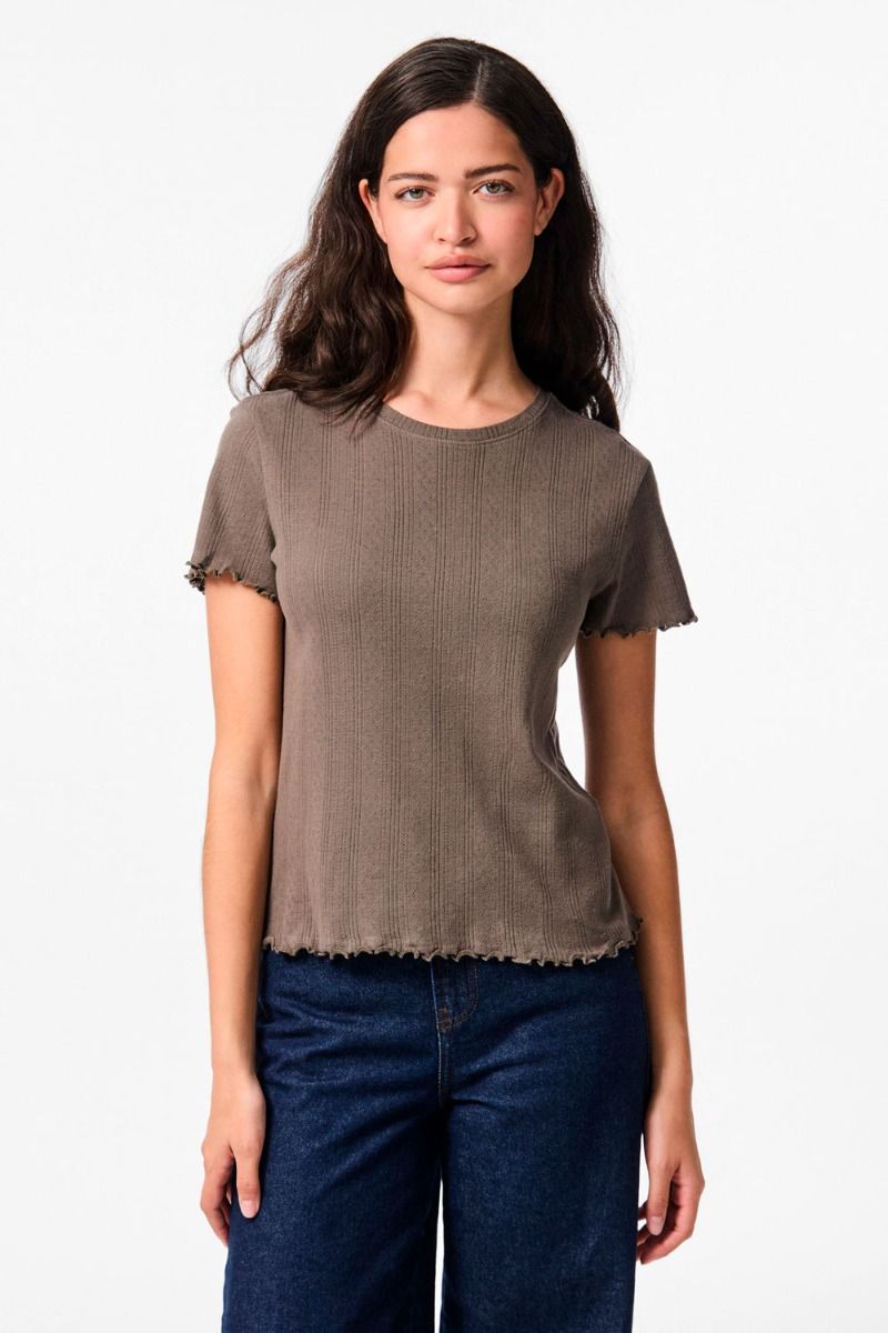 Pieces - T-shirt - PC Marie ss O-Neck Poin Top - Morel