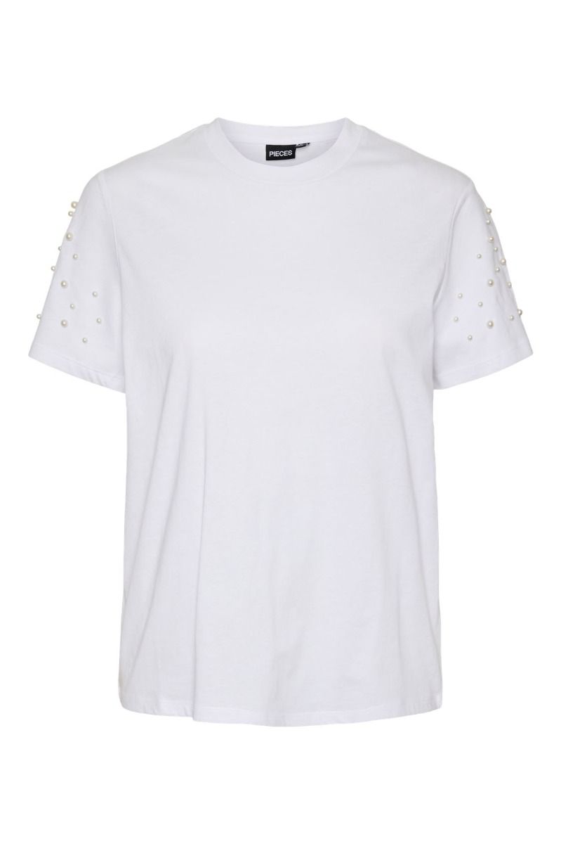 Pieces - T-shirt - Pcrine Ss Printed T-Shirt - Bright White