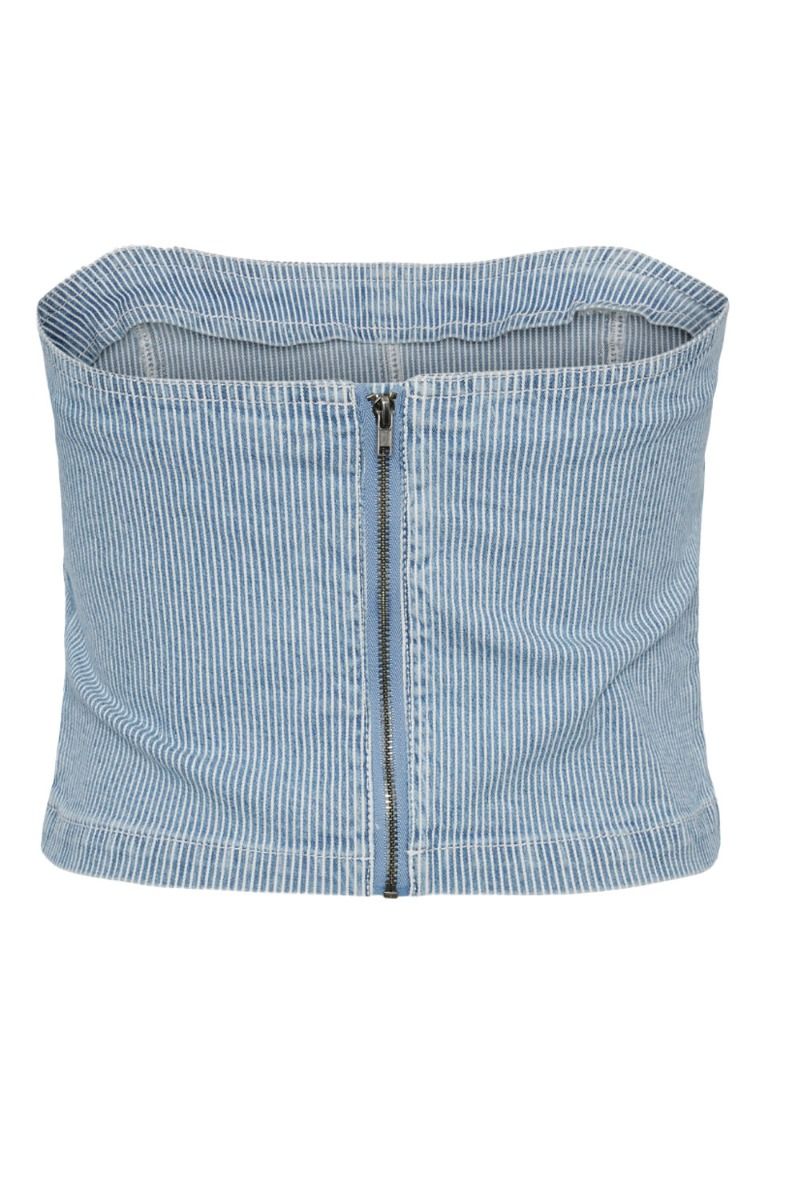 Pieces - Top - PC Billo Corset - Light Blue Denim