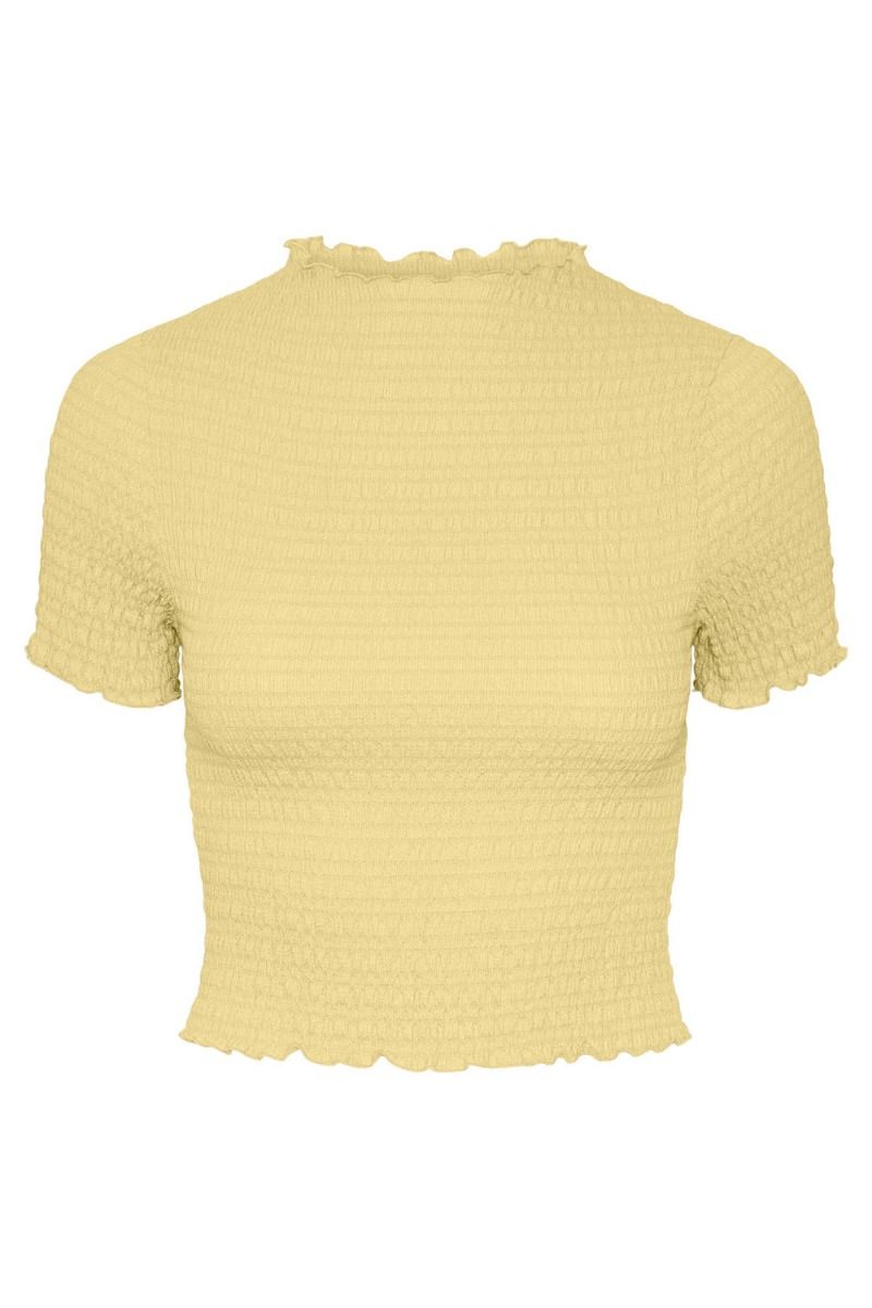 Pieces - Top - PC Jilly SS Smock Top - Mellow Yellow