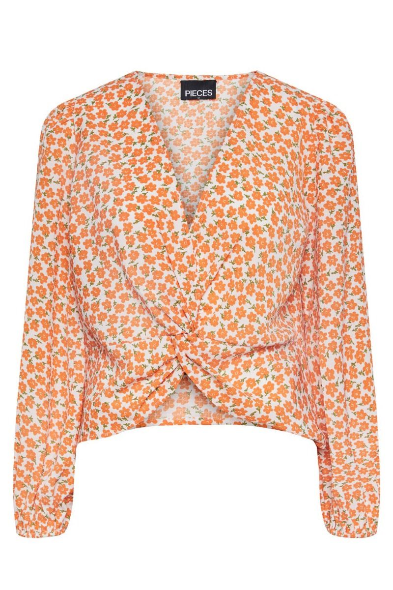 Pieces - Top - PC Joe LS V-Neck Top - Bright White