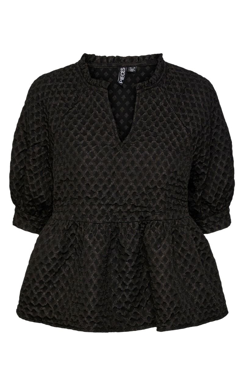 Pieces - Top - PC Lis 2/4 V-Neck Top - Black