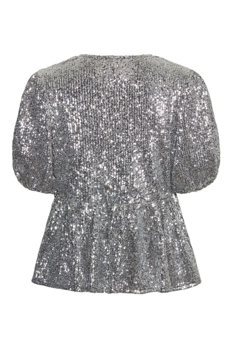 Pieces - Top - Pc Niri 2/4 Tie Top - Silver