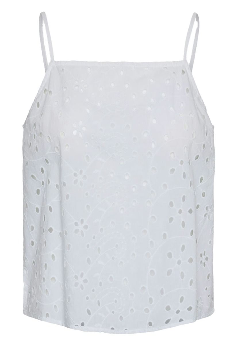 Pieces - Top - PC Wendy Broderie Anglaise Strap Top - Bright White