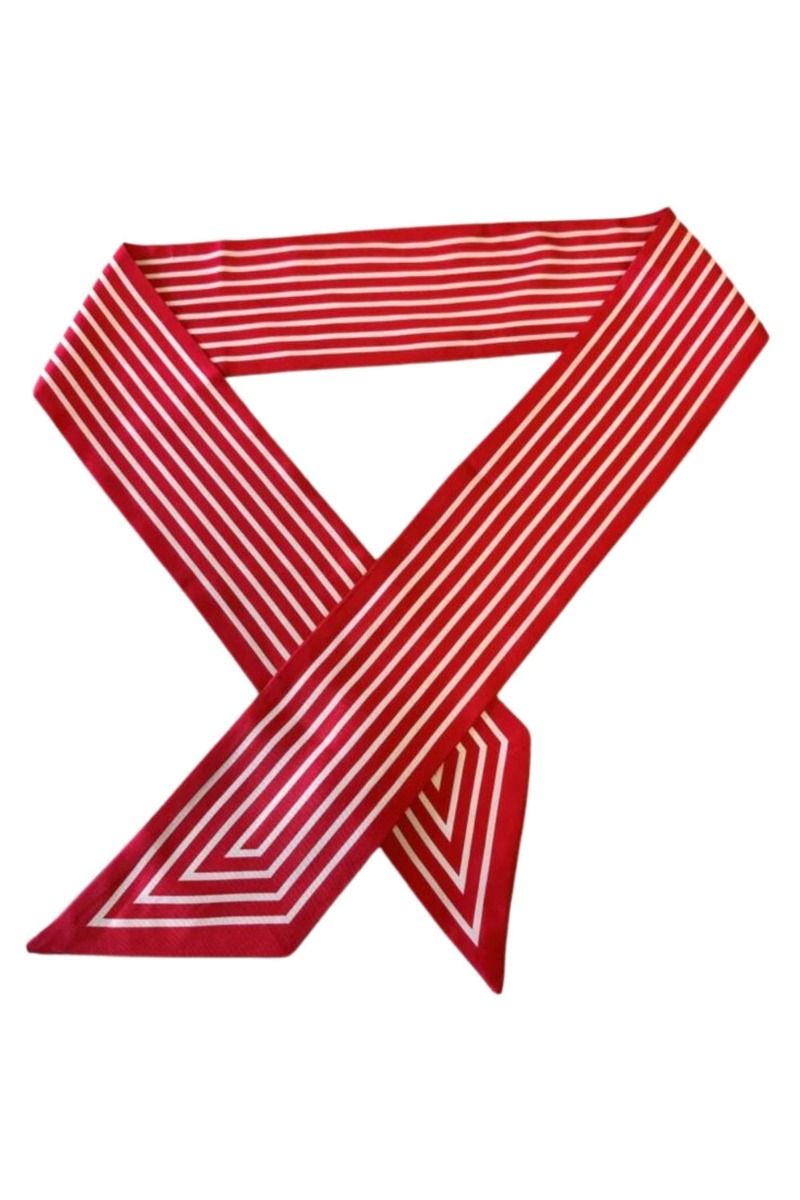 Pieces - Tørklæde - PC Jayla Slim Scarf - Cloud Dancer/Red Stripe 