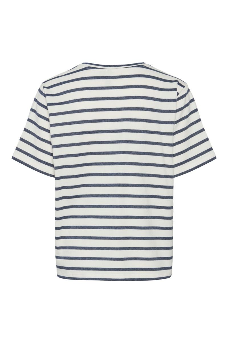 Pieces - T-shirt - PC Bibbi SS O-neck Top - Navy Blazer/Cloud dancer