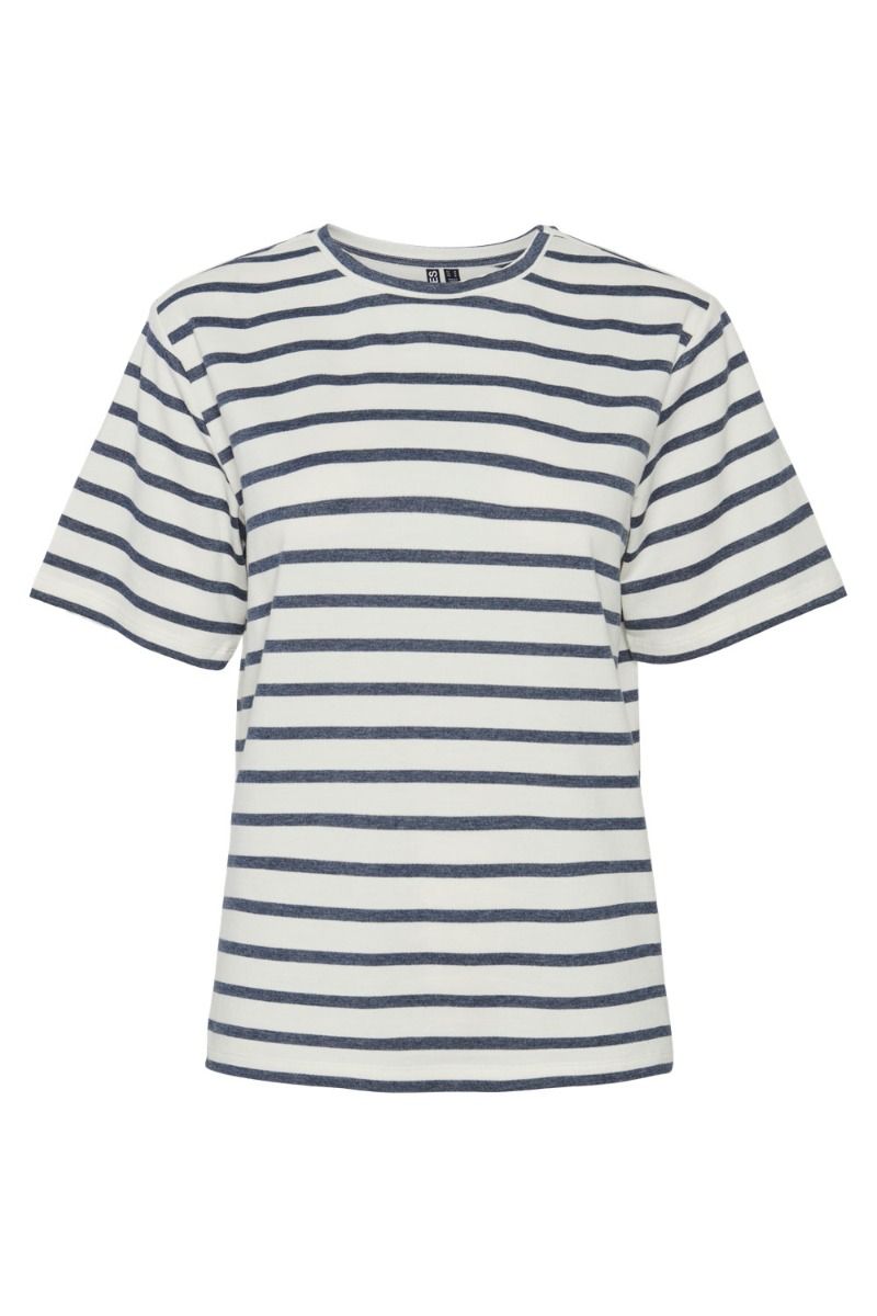 Pieces - T-shirt - PC Bibbi SS O-neck Top - Navy Blazer/Cloud dancer