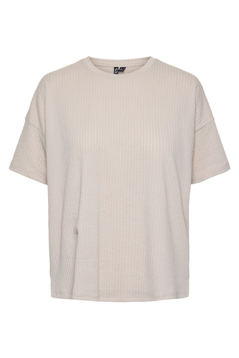 Pieces - T-shirt - PC Brecca SS O-Neck Oversized Tee - Silver Gray