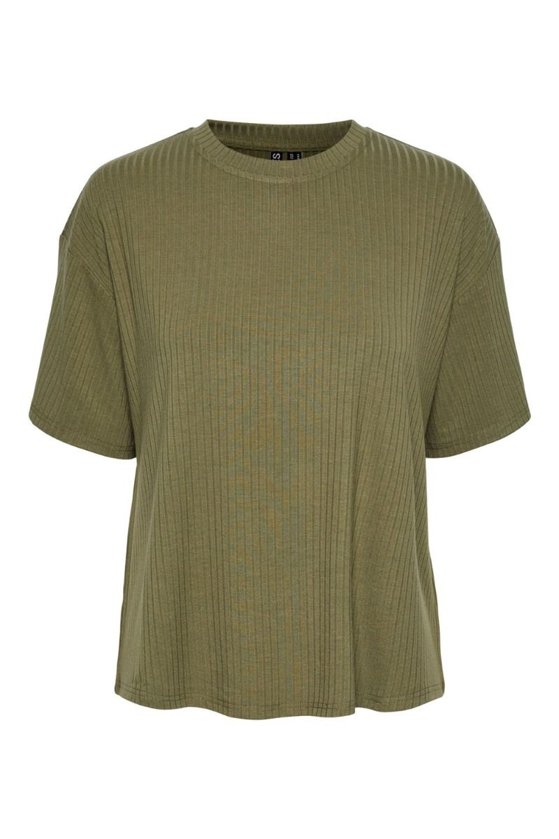 Pieces - T-shirt - PC Kylie SS Oversized Tee - Deep Lichen Green