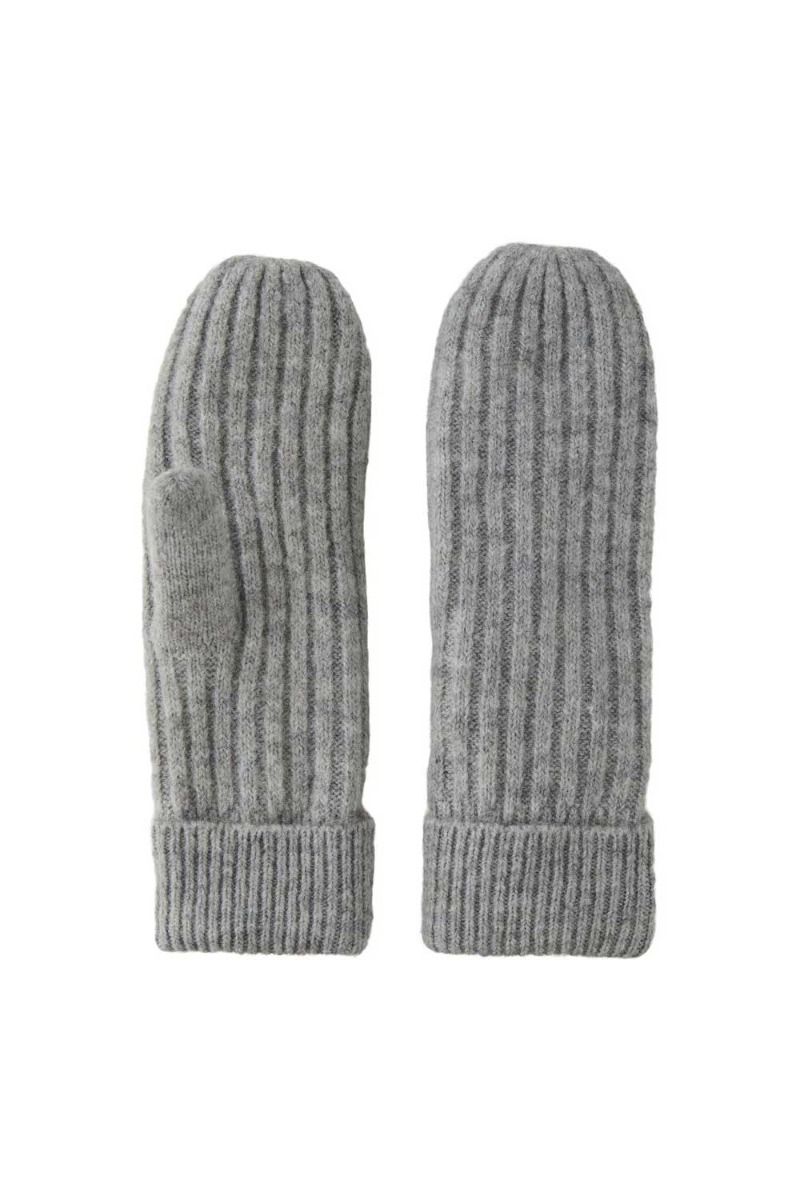 Pieces - Vanter - PC Jeslin Wool Mittens - Light Grey Melange