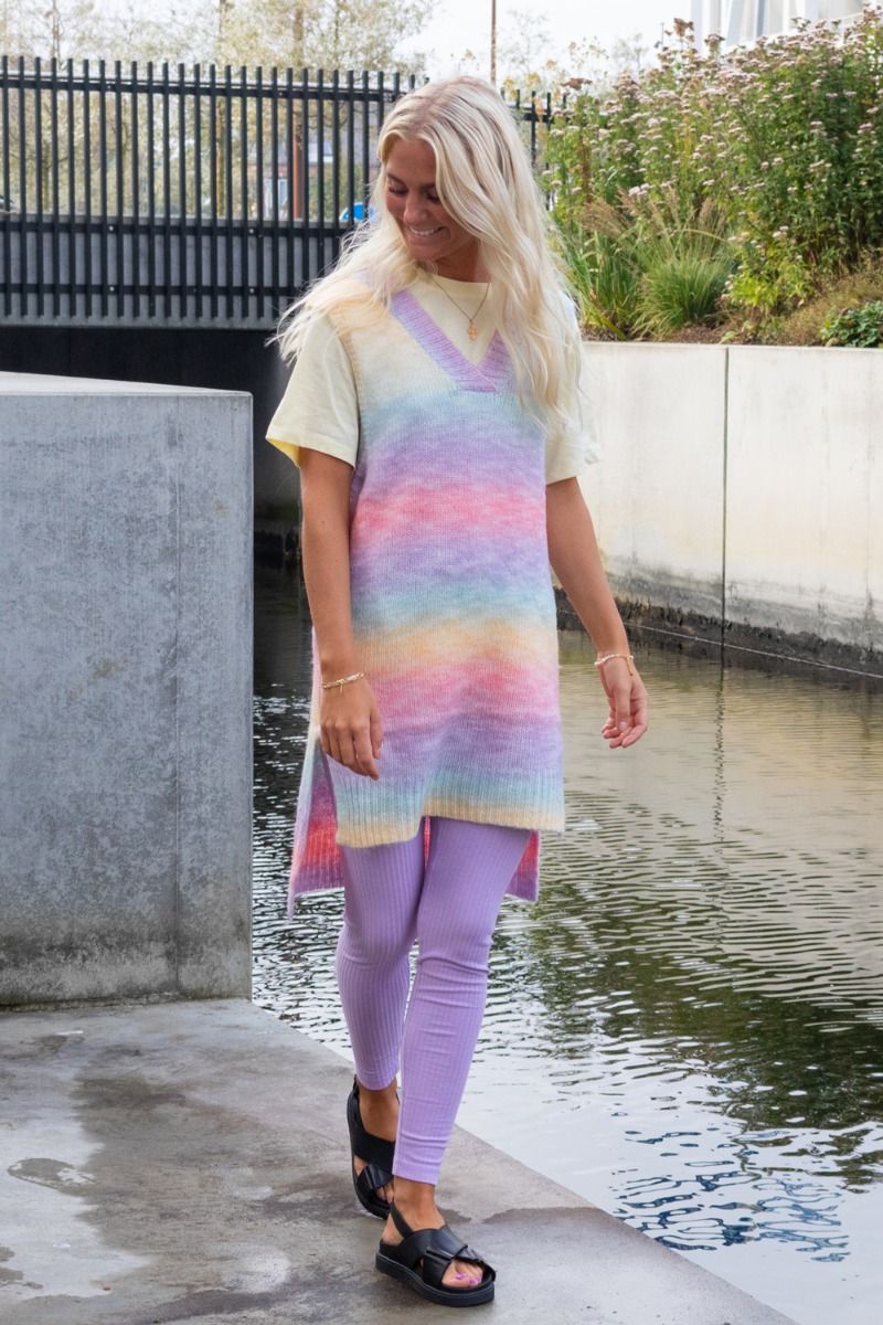 Pieces - Vest - PC Rainbow Long Knit Vest - Orchid Bloom