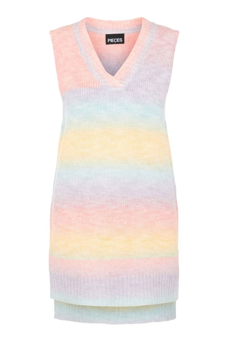 Pieces - Vest - PC Rainbow Long Knit Vest - Orchid Bloom