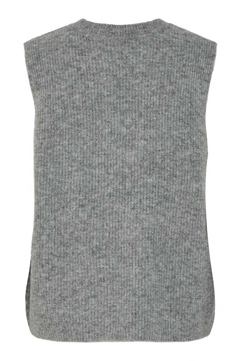 Pieces - Vest - PC Silly Sl Reversible Tie Vest - Medium Grey Melange