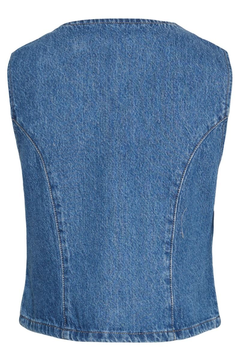 Pieces - Vest - Pcsky Vest - Medium Blue Denim