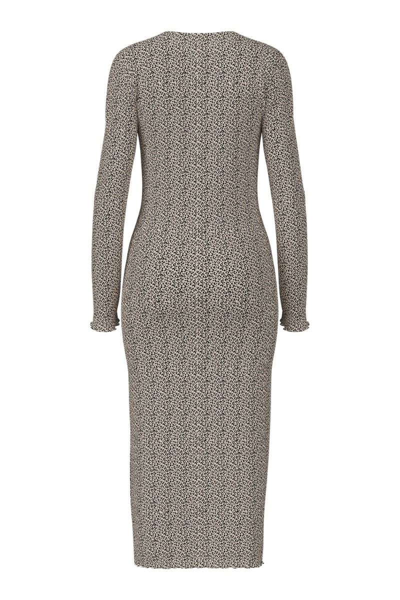 Pieces - Kjole - Flora LS Midi Dress - Natural LEO