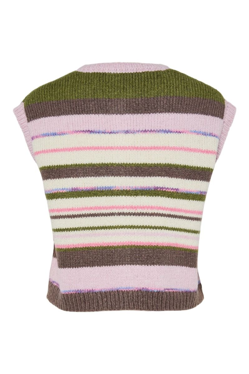 Pieces - Vest - Rye SL Polo Knit Vest - Sphagnum Multi color