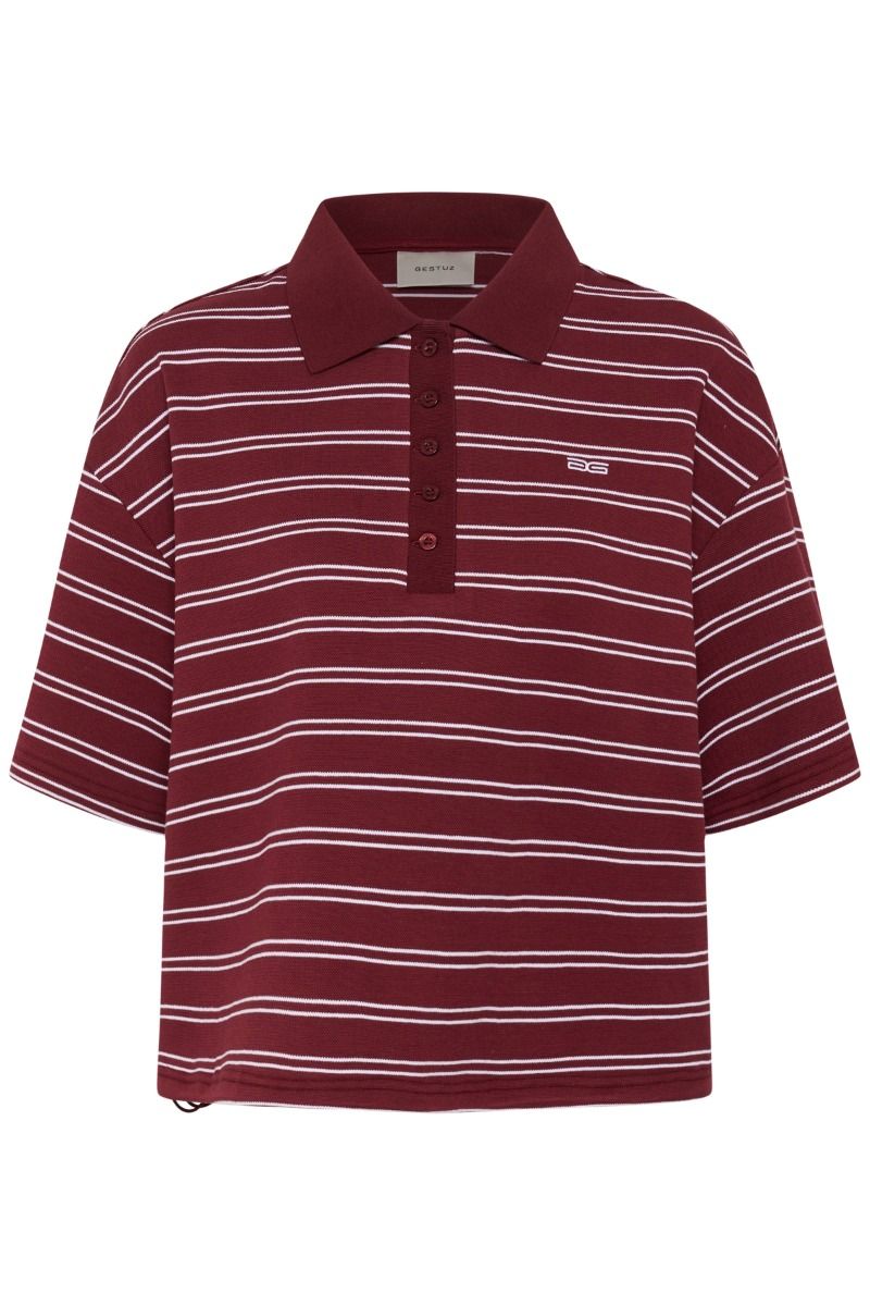 Gestuz - T-Shirt - GZpilova Polo Tee - Cabernet Striped (Levering slut april)
