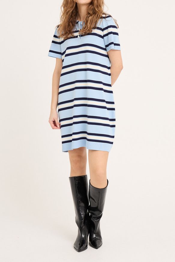 A-View - Kjole - Polo Stripe Knit Dress - Light blue/White stripe (Levering midt maj)