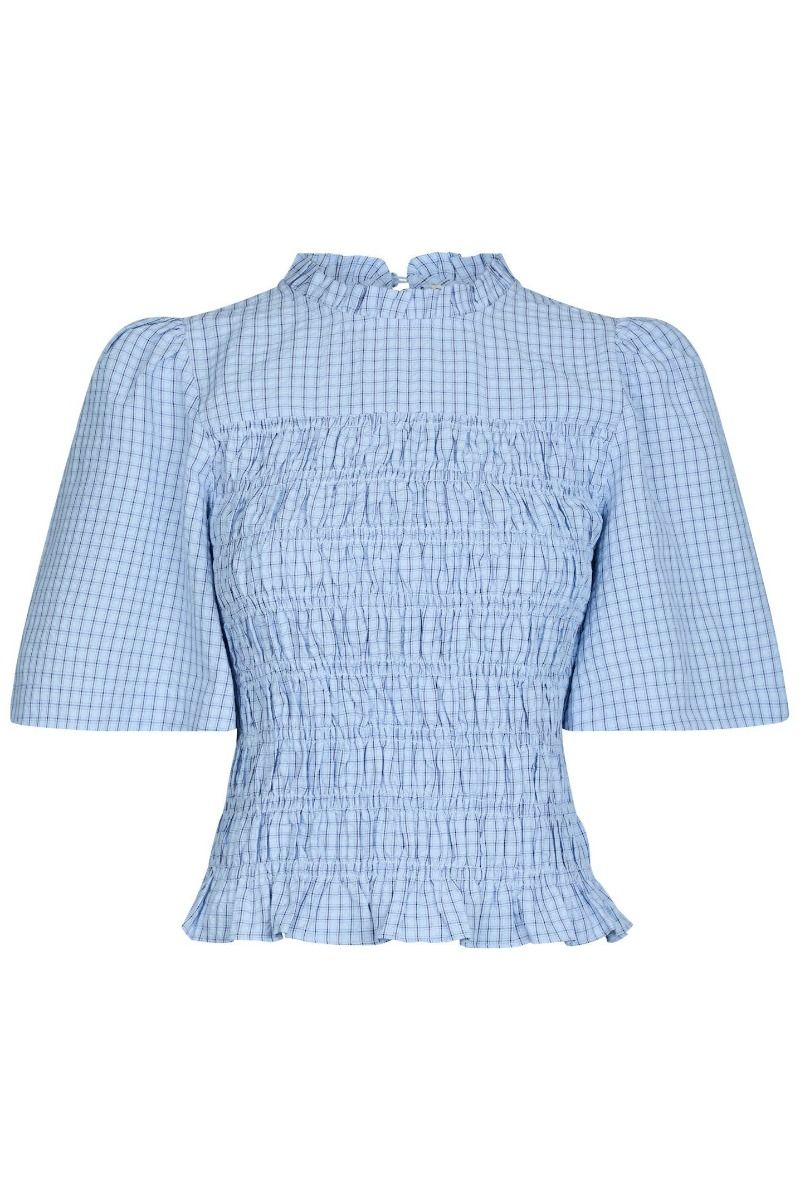 Neo Noir - Bluse - Possini Check Smock Blouse - Light Blue