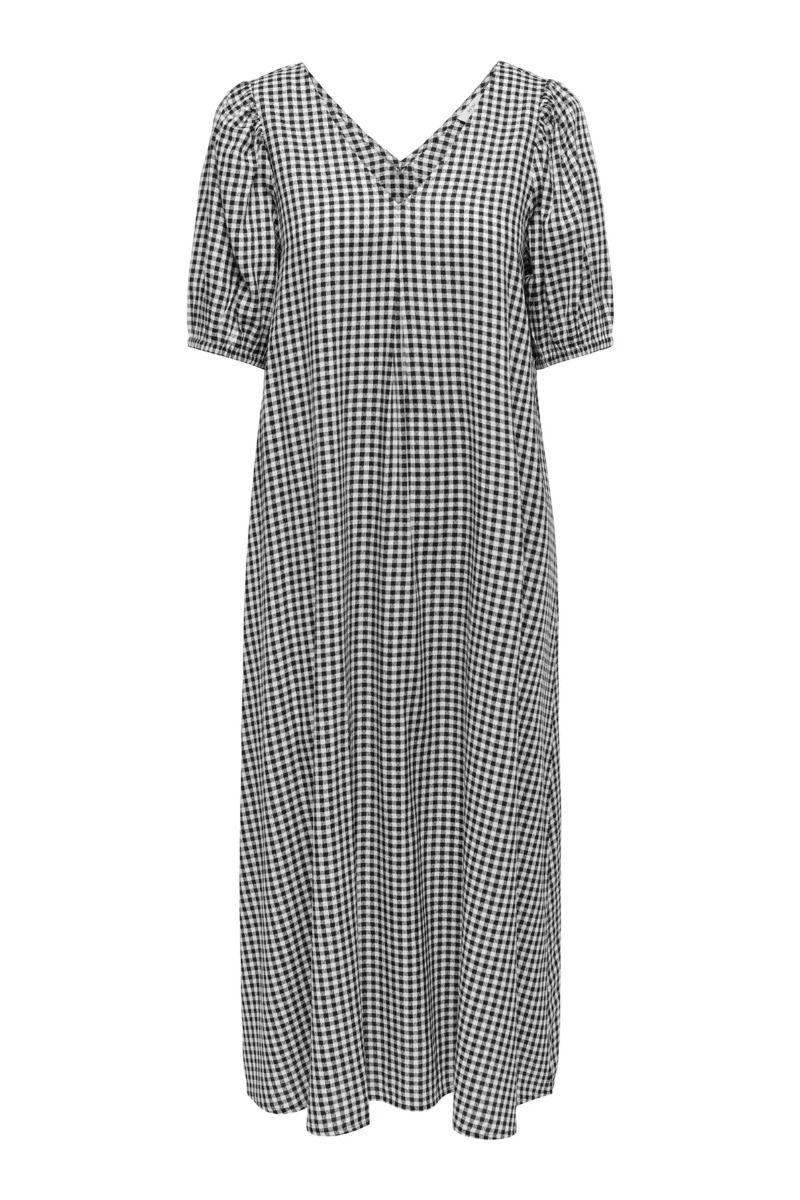 JDY - Kjole - Lucas 2/4 Midi Dress - Black Small white check