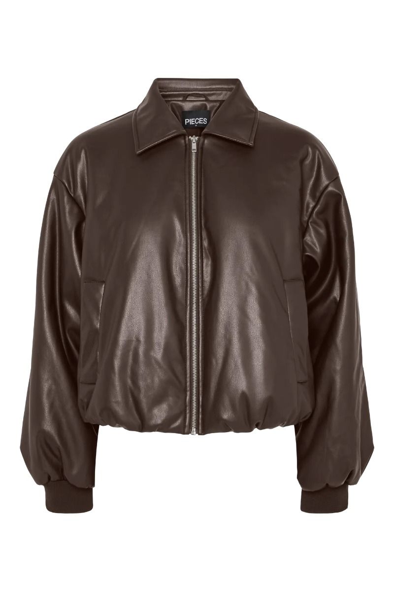 Pieces - Jakke - Lara Padded Coated Bomber Jacket - Hot Fudge