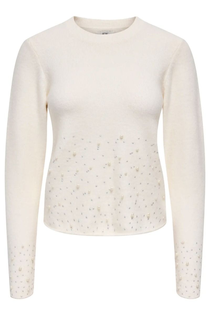 JDY - Strik - Pearl L/S O-Neck Pearl Pullover - White