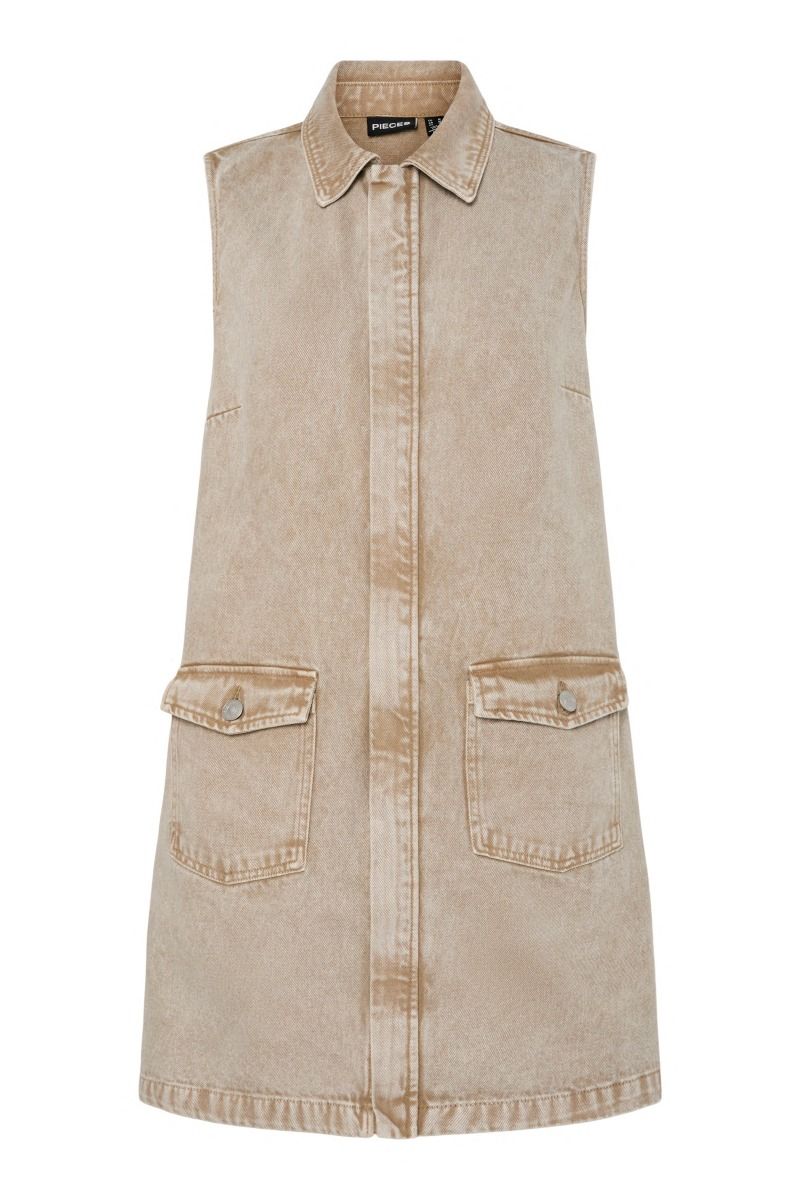 Pieces - Kjole - Fay Sl Denim Dress - Sandshell