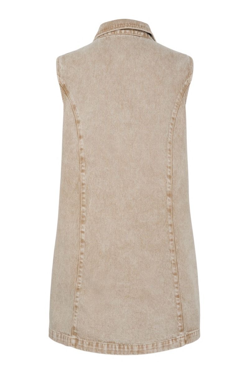 Pieces - Kjole - Fay Sl Denim Dress - Sandshell