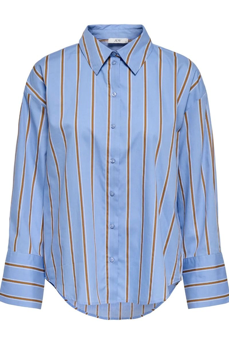 JDY - Skjorte - Serena L/S Shirt - Bel Air Blue/Golden Brown/Cloud Dancer