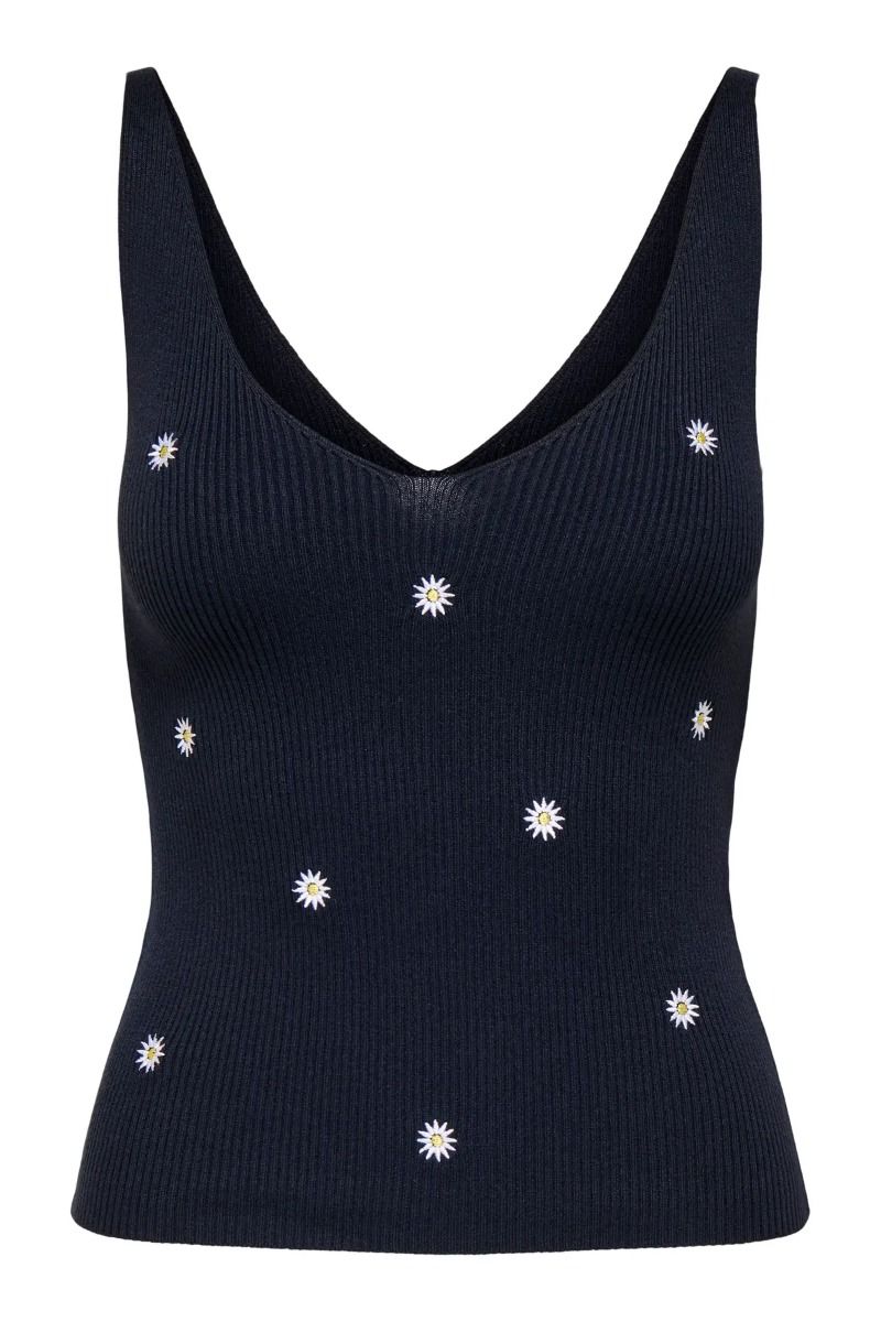 JDY - Top - Nanna S/L Embroidery Top - Sky Captain/Daisy Embroidery