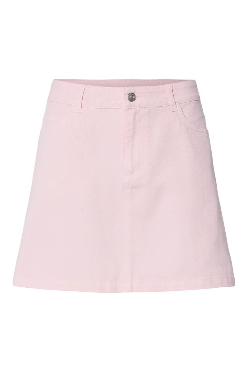 Pieces - Nederdel - Flora Mw A-Shape Denim Skirt - Pink-A-Boo