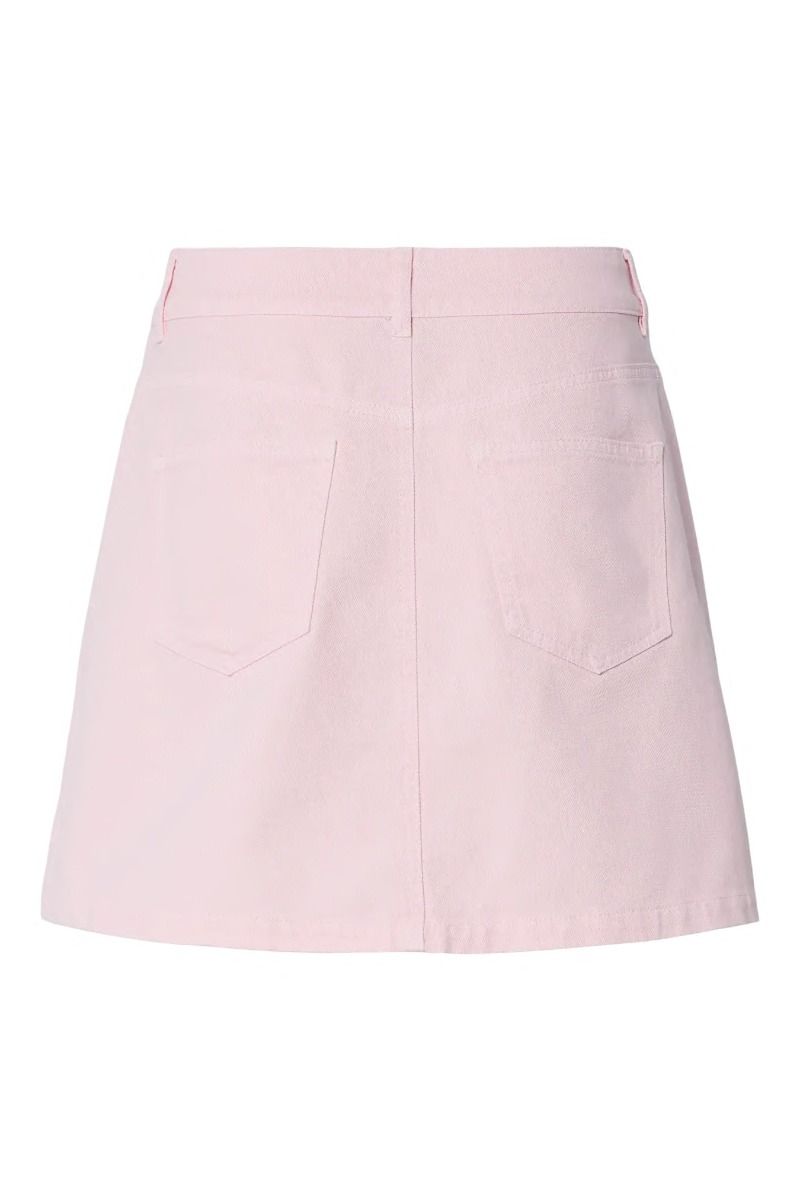 Pieces - Nederdel - Flora Mw A-Shape Denim Skirt - Pink-A-Boo