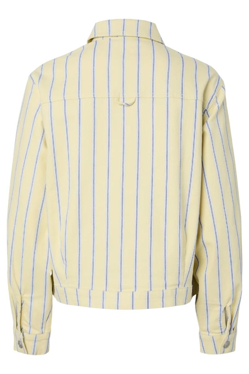 Pieces - Jakke - Billo LS Denim Jacket - French Vanilla Cloud Dancer & Beaucoup Blue & Oyster Mushrooms (Levering midt april)