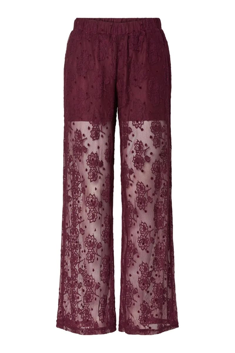 Pieces - Bukser - Nussa MW Wide Lace Pants - Winetasting (Levering midt november)