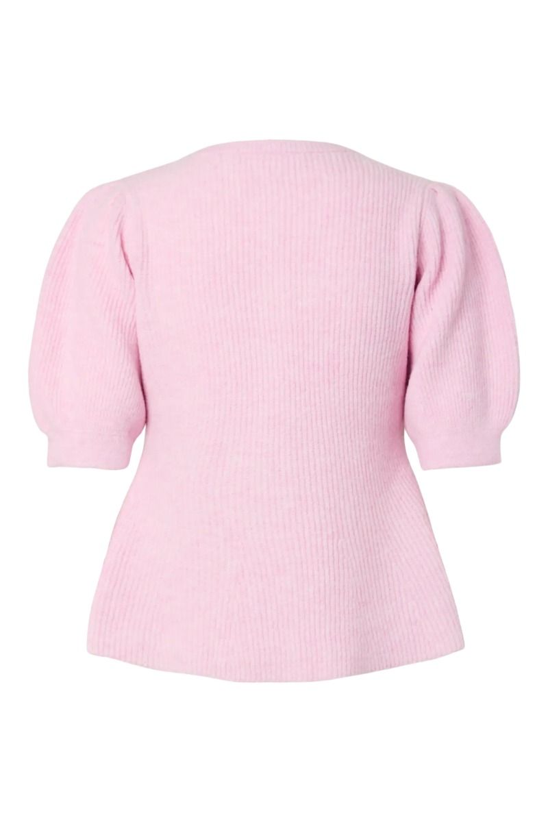 Pieces - Cardigan - Silly SS Puff Knit Cardigan - Roseate Spoonbill Melange