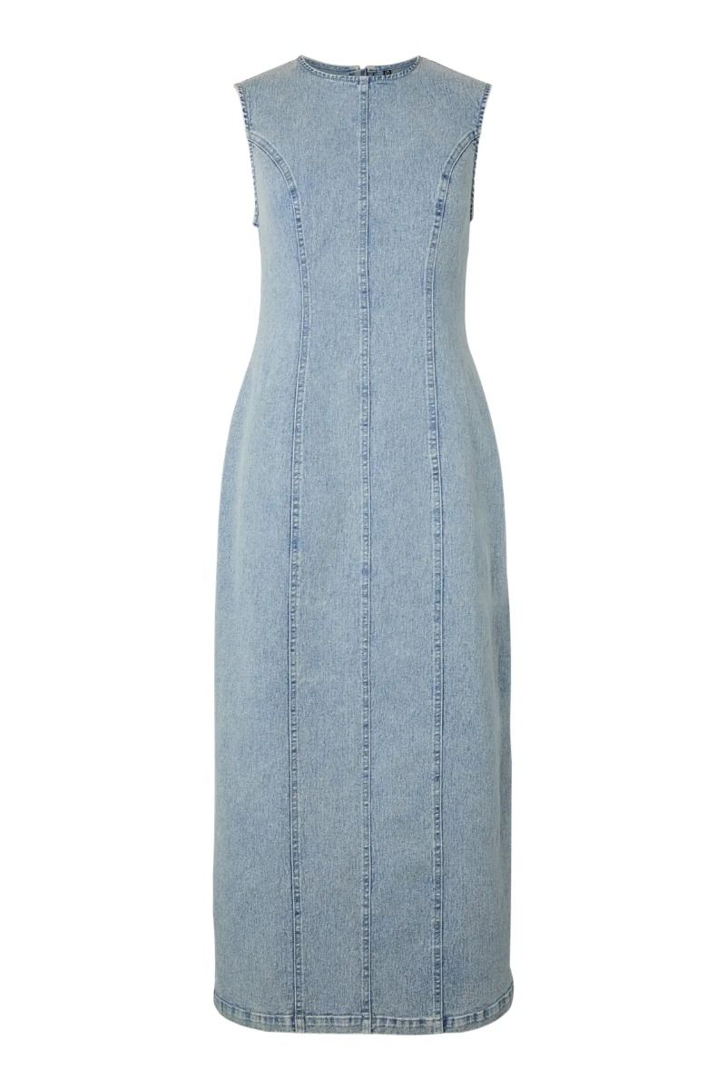Pieces - Kjole - Franna SL Long Denim Dress - Light Blue Denim (Levering midt april)