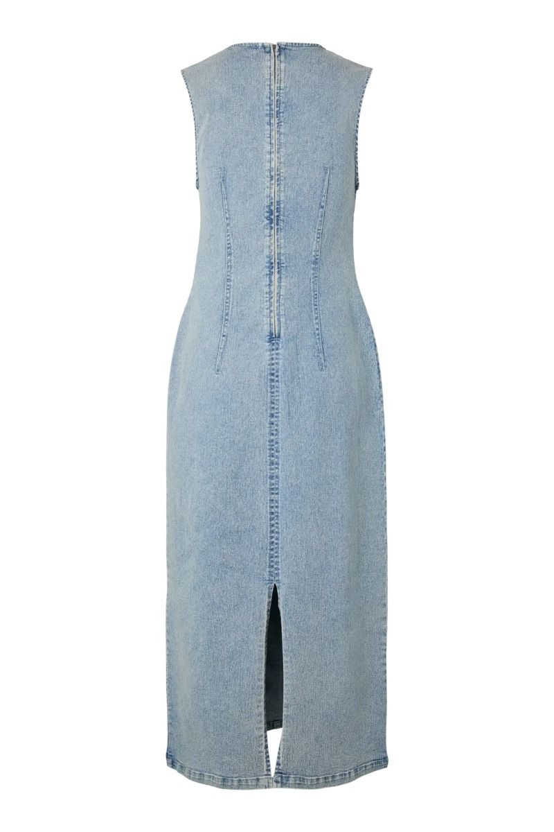 Pieces - Kjole - Franna SL Long Denim Dress - Light Blue Denim (Levering midt april)